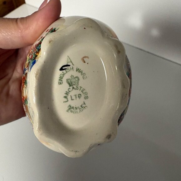 Lancaster Sandland Creamer & Sugar Bowl Set English Ware Cottage Gold Trim VTG - Picture 3 of 9